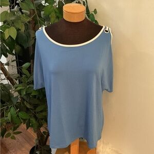 Women’s Belldini Blue & White Short Sleeve Tee L